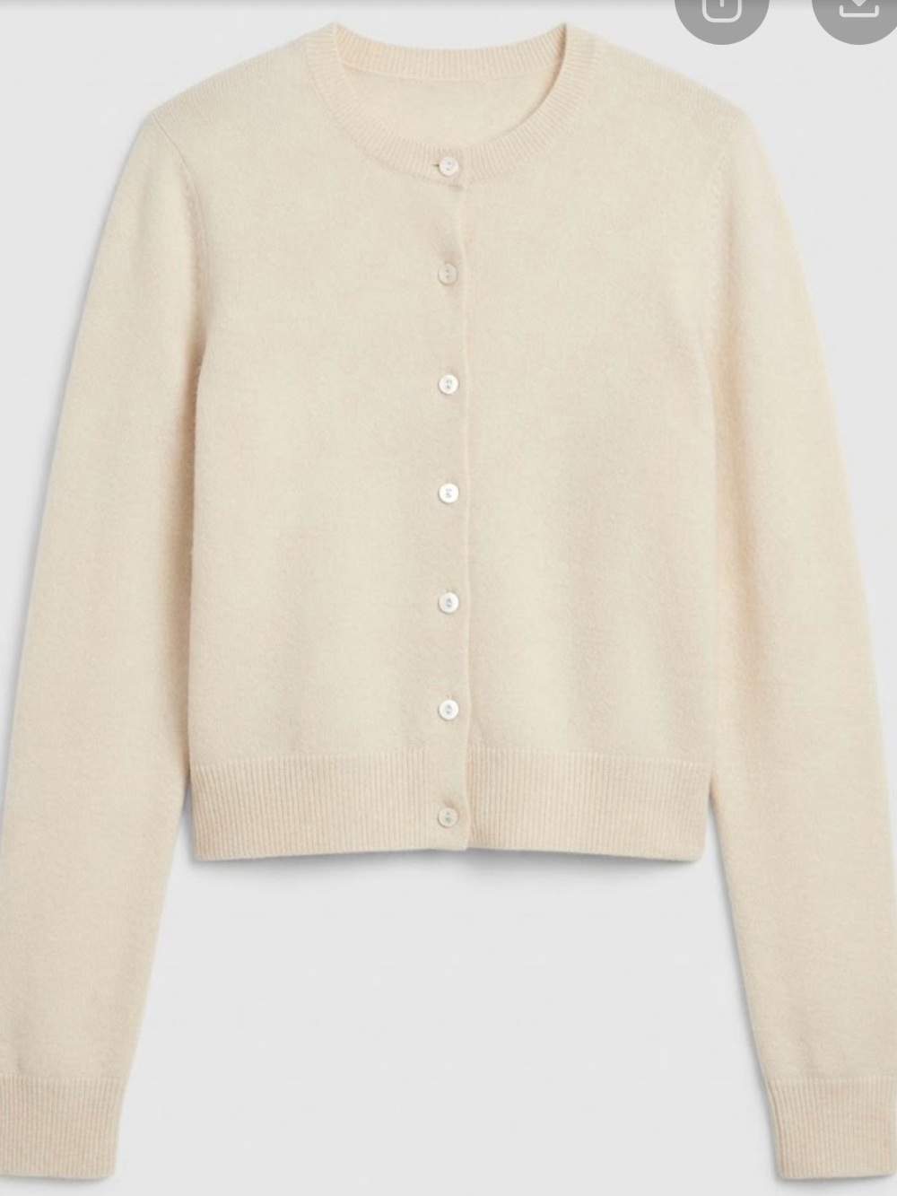 Old Navy Cream Button-Front Crewneck Cardigan in Cream Beige